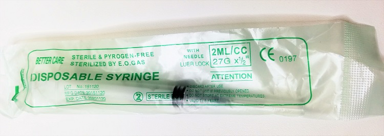 2ml Spritze Luer-Lock mit 27G-Injektionskanüle